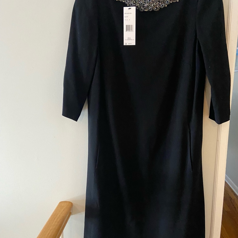 Lafayette148 Black Dress with Embellished Neckline